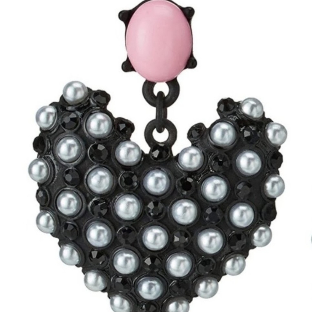 New with tags Betsey Johnson once her land heart-shaped disc drop earrings - Picture 7 of 7